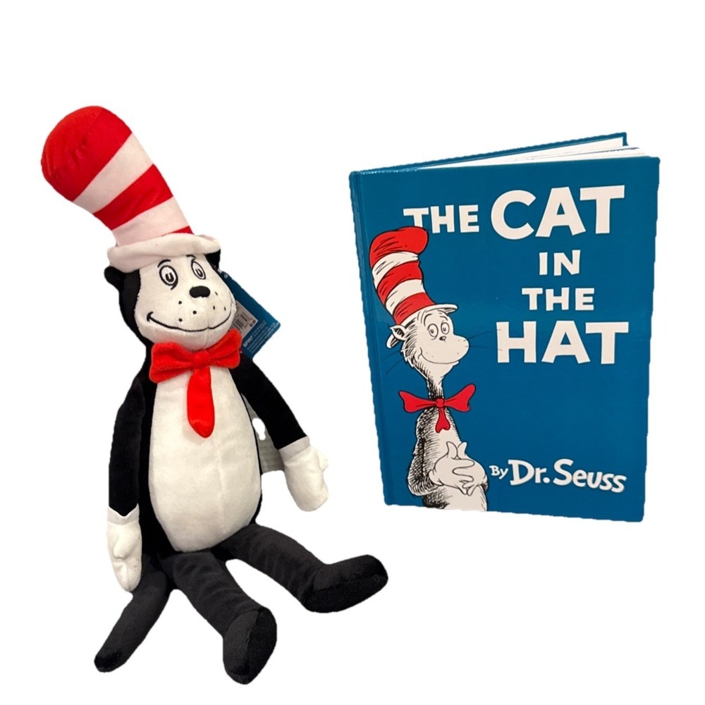Kohls Cares Dr Seuss THE CAT IN THE HAT 18" Stuffed Animal Plush & BOOK ~ NEW